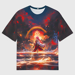 Футболка оверсайз мужская Яэ Мико и небо, цвет: 3D-принт