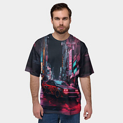 Футболка оверсайз мужская Спорткар с граффити, цвет: 3D-принт — фото 2