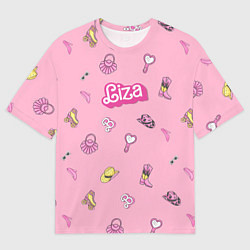 Футболка оверсайз мужская Лиза - в стиле барби: аксессуары на розовом паттер, цвет: 3D-принт