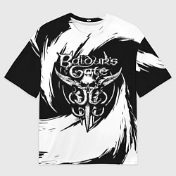 Футболка оверсайз мужская Baldurs gate 3 - белые завихрения, цвет: 3D-принт