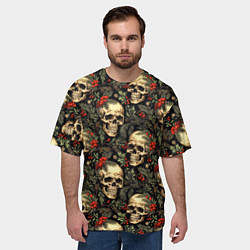 Футболка оверсайз мужская Череп рябина шишки и хвойные ветки, цвет: 3D-принт — фото 2