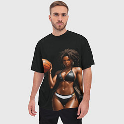 Футболка оверсайз мужская Девушка с баскетбольным мячом, цвет: 3D-принт — фото 2