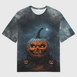 Футболка оверсайз мужская Хэллоуинская праздничная тыква, цвет: 3D-принт