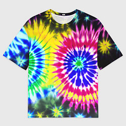 Футболка оверсайз мужская Colorful floral composition - tie-dye, цвет: 3D-принт