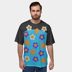 Футболка оверсайз мужская Ромашковое поле улыбок, цвет: 3D-принт — фото 2