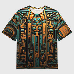Футболка оверсайз мужская Орнамент в египетском стиле, бюст Нефертити, цвет: 3D-принт