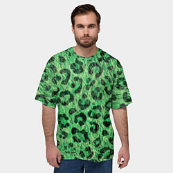 Футболка оверсайз мужская Зелёный леопард паттерн, цвет: 3D-принт — фото 2