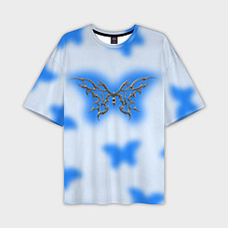 Футболка оверсайз мужская Y2K blue butterfly, цвет: 3D-принт