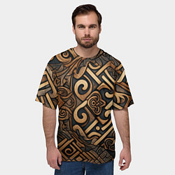 Футболка оверсайз мужская Асимметричный узор в викингском стиле, цвет: 3D-принт — фото 2