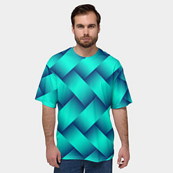 Футболка оверсайз мужская Бирюзовое переплетение, цвет: 3D-принт — фото 2