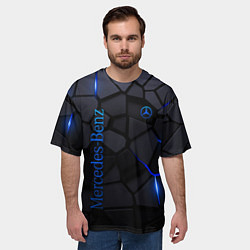Футболка оверсайз мужская Mercedes - плиты с эффектом свечения, цвет: 3D-принт — фото 2