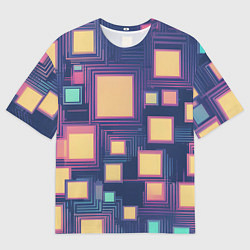 Футболка оверсайз мужская Разноцветные ретро квадраты, цвет: 3D-принт