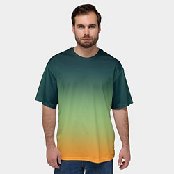 Футболка оверсайз мужская Темно-зеленый и желтый градиент, цвет: 3D-принт — фото 2