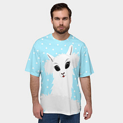 Футболка оверсайз мужская Лама - альпака в наушниках, цвет: 3D-принт — фото 2
