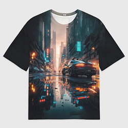 Футболка оверсайз мужская Городской пейзаж после дождя, цвет: 3D-принт