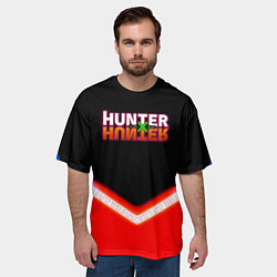 Футболка оверсайз мужская Охотник х Охотник неоновые иероглифы, цвет: 3D-принт — фото 2
