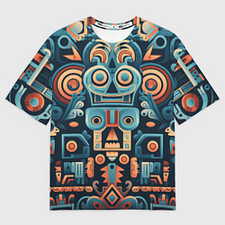 Футболка оверсайз мужская Симметричный абстрактный паттерн в ацтекском стиле, цвет: 3D-принт
