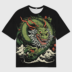 Футболка оверсайз мужская Символ года зеленый дракон, цвет: 3D-принт