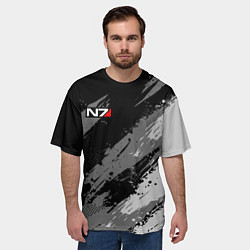 Футболка оверсайз мужская N7 - mass effect monochrome, цвет: 3D-принт — фото 2