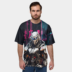 Футболка оверсайз мужская Белый андроид, цвет: 3D-принт — фото 2