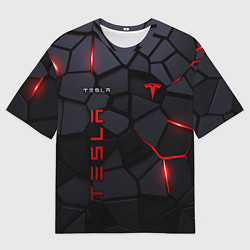 Футболка оверсайз мужская Tesla - плиты с эффектом свечения, цвет: 3D-принт