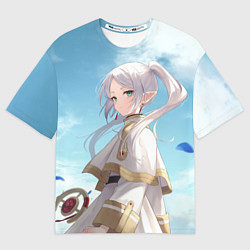 Футболка оверсайз мужская Фрирен и небо - эльфийка, цвет: 3D-принт