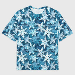Футболка оверсайз мужская New Years pattern with snowflakes, цвет: 3D-принт