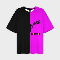 Футболка оверсайз мужская Токийские мстители черно-розовый, цвет: 3D-принт