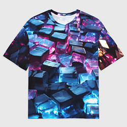 Футболка оверсайз мужская Стеклянные прозрачные камушки, цвет: 3D-принт