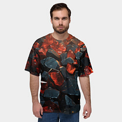 Футболка оверсайз мужская Красные и черные плиты, цвет: 3D-принт — фото 2