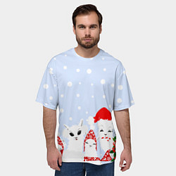 Футболка оверсайз мужская Семья ламы на каникулах, цвет: 3D-принт — фото 2