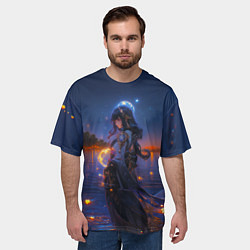 Футболка оверсайз мужская Шогун Райден и река, цвет: 3D-принт — фото 2