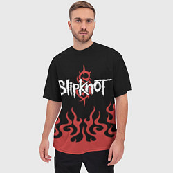 Футболка оверсайз мужская Slipknot в огне, цвет: 3D-принт — фото 2