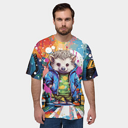 Футболка оверсайз мужская Городской ёжик, цвет: 3D-принт — фото 2