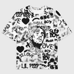 Мужская футболка оверсайз Lil peep автограф