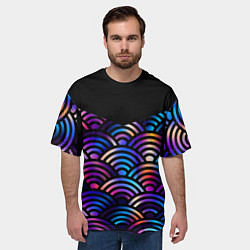 Футболка оверсайз мужская Чёрный берег и рябь на волнах, цвет: 3D-принт — фото 2