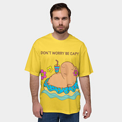 Футболка оверсайз мужская Капибара dont worry be capy, цвет: 3D-принт — фото 2