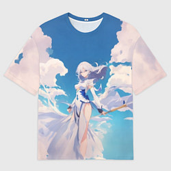 Футболка оверсайз мужская Девушка на фоне неба, цвет: 3D-принт