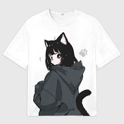 Футболка оверсайз мужская Милая кошкодевочка, цвет: 3D-принт