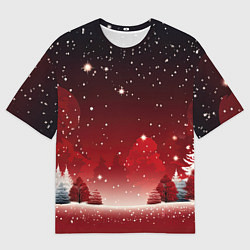 Футболка оверсайз мужская Зимний берег реки с деревьями и льдом, цвет: 3D-принт
