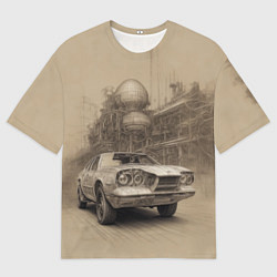 Футболка оверсайз мужская Скетч футуристичного спорткара, цвет: 3D-принт