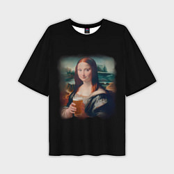 Мужская футболка оверсайз Мона Лиза с пивком