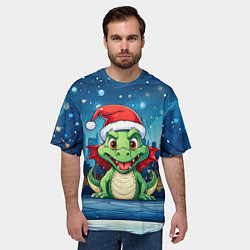 Футболка оверсайз мужская Малыш новогодний дракончик 2024, цвет: 3D-принт — фото 2