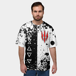Футболка оверсайз мужская Ведьмак - знаки и брызги, цвет: 3D-принт — фото 2