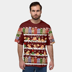 Футболка оверсайз мужская Капибара с семьей зимой, цвет: 3D-принт — фото 2