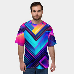 Футболка оверсайз мужская Геометрическая неоновая абстракция, цвет: 3D-принт — фото 2