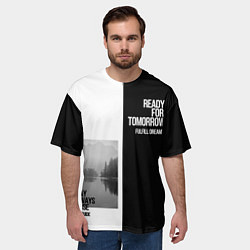 Футболка оверсайз мужская Чёрно белый Stay always close be a guide мечты, цвет: 3D-принт — фото 2