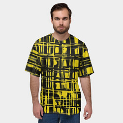 Футболка оверсайз мужская Смазанная краска чёрная и жёлтая, цвет: 3D-принт — фото 2