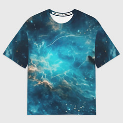 Футболка оверсайз мужская Голубая небула, цвет: 3D-принт
