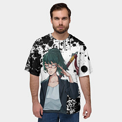 Футболка оверсайз мужская Маки зенин из магической битвы - брызги, цвет: 3D-принт — фото 2